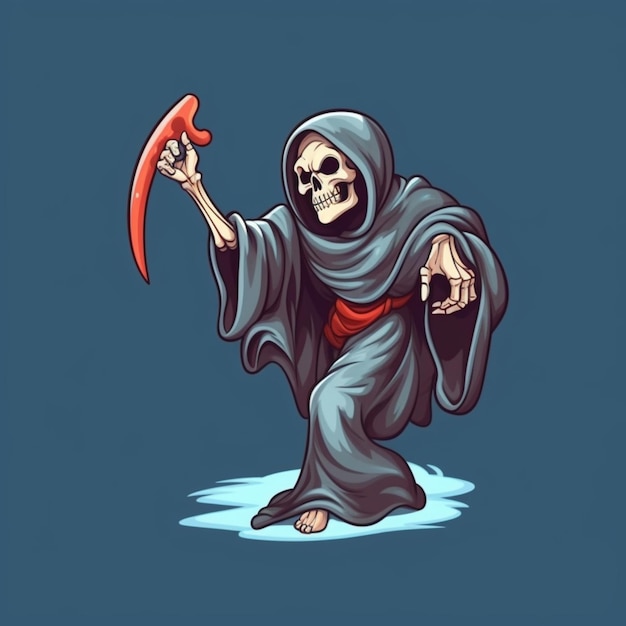 Grim reaper mascot character ax in hand sarcastic god Ai generated art