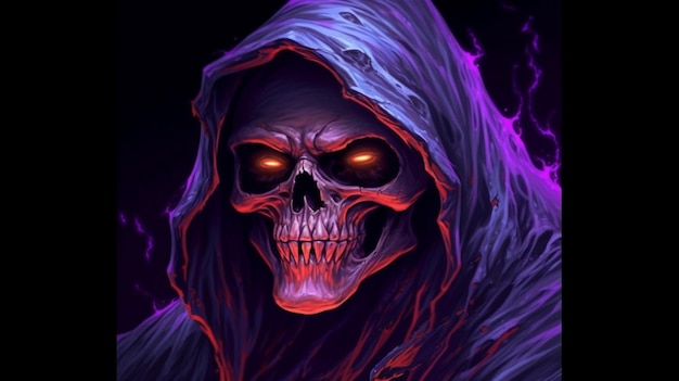 A grim reaper with a skull on his face.