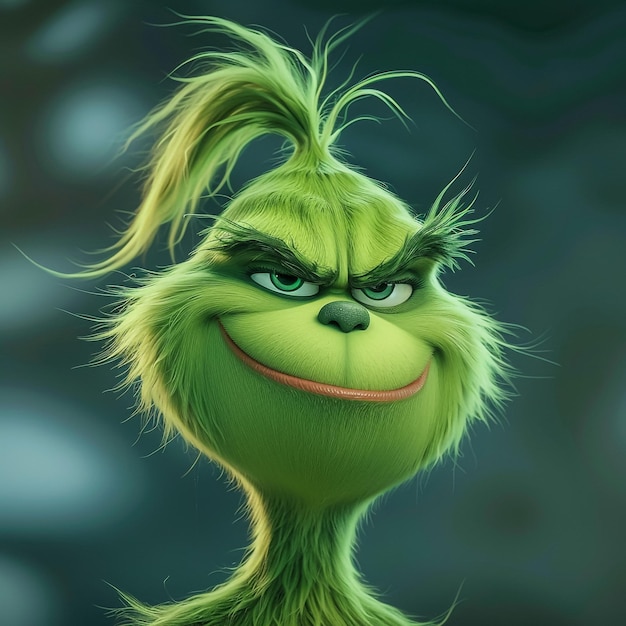 The Grinch from the Jim Carey remake with a huge creepy smile Styled like the movie Colorful