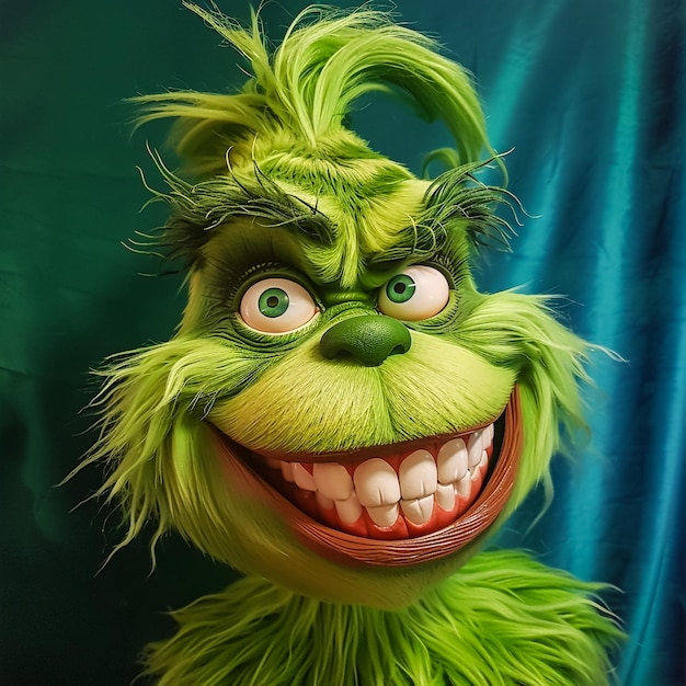 The Grinch from the Jim Carey remake with a huge creepy smile Styled like the movie Colorful