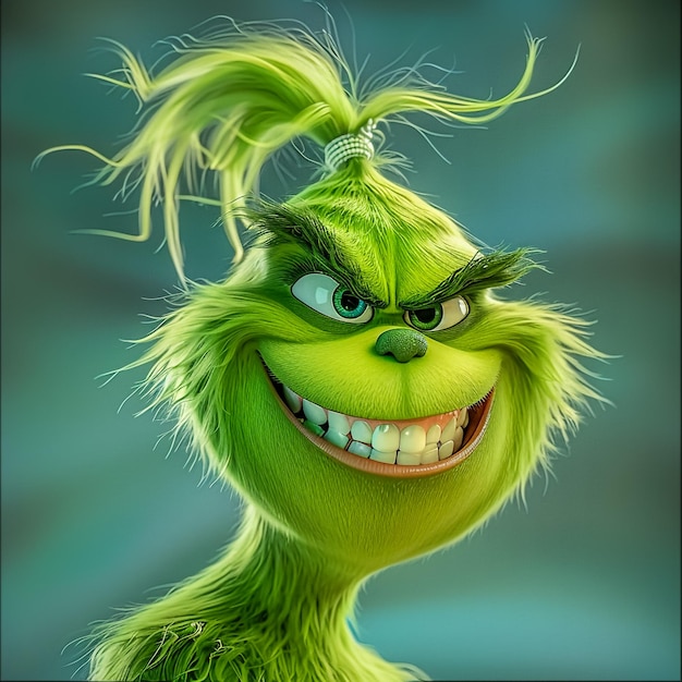 The Grinch from the Jim Carey remake with a huge creepy smile Styled like the movie Colorful