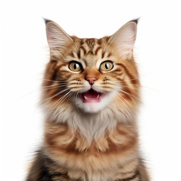 Photo grinning cat with smiling eyes emoji on white background h