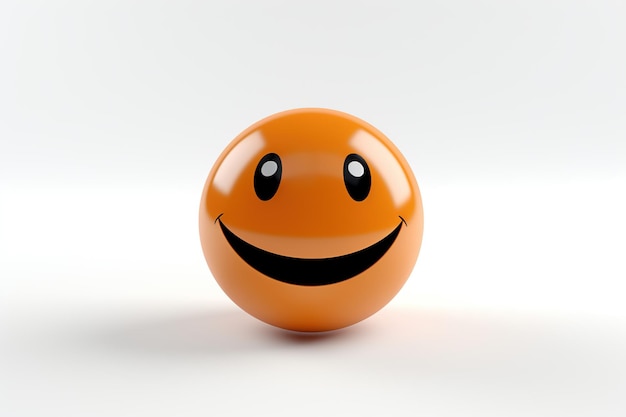 A grinning emoji created in 3D set against a softly blurred white backdrop Generative Ai