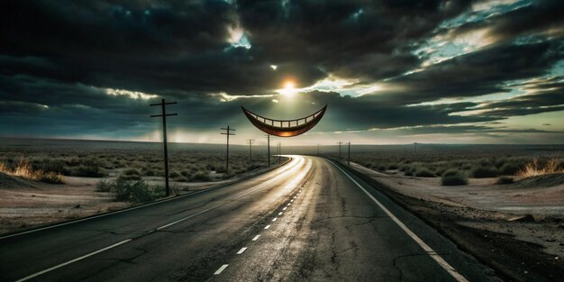 The Grinning Horizon A distant horizon reveals an unnerving sight an upsidedown smile etched into