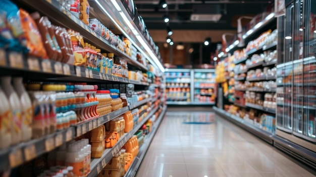 Photo a grocery aisle with food in it and a sign that says  no food