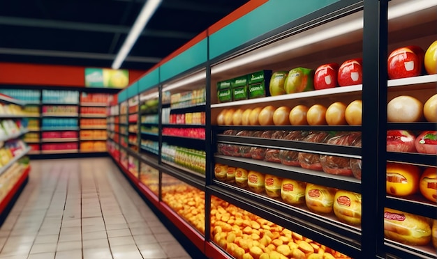 grocery store shelves filled with food