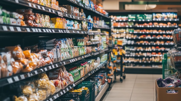 Photo a grocery store with a grocery store filled with food and products