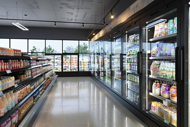 a grocery store with a large display of food in it