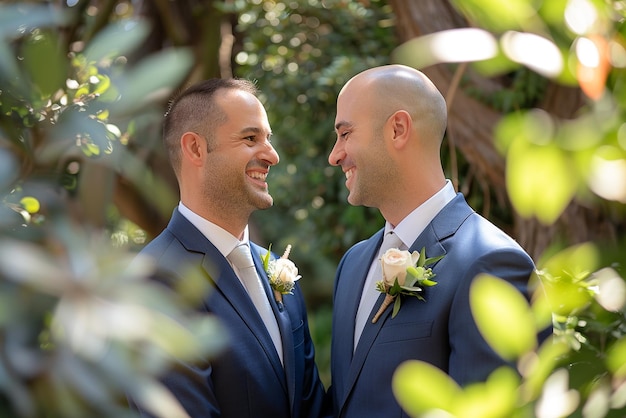 Photo groom and best man laughing a candid moment