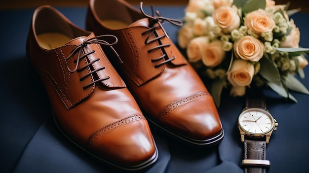 Groom's Accessories Leather Bow Tie