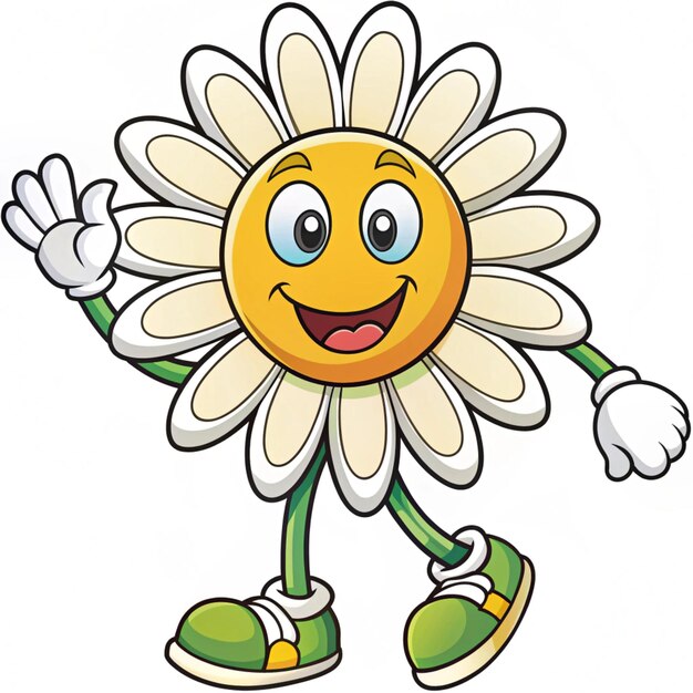 Photo groovy daisy flower mascot funky retro character