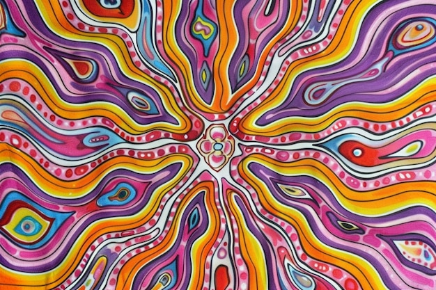 Photo groovy psychedelic background with colorful design