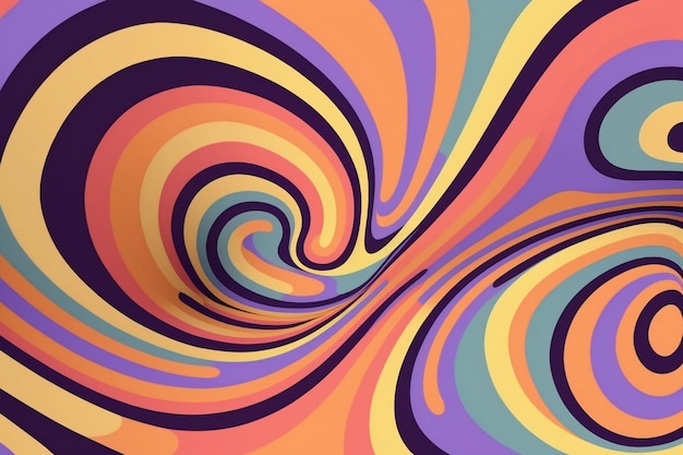 Groovy retro swirl burst summer and carnival background psychedelic swirl groovy pattern Psychede