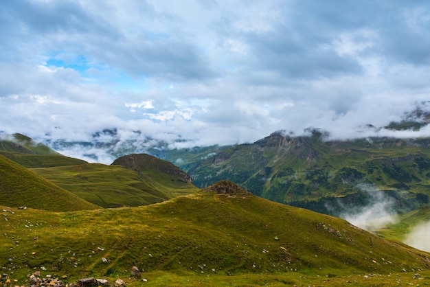 The Grossglockner mountains in foggy weather