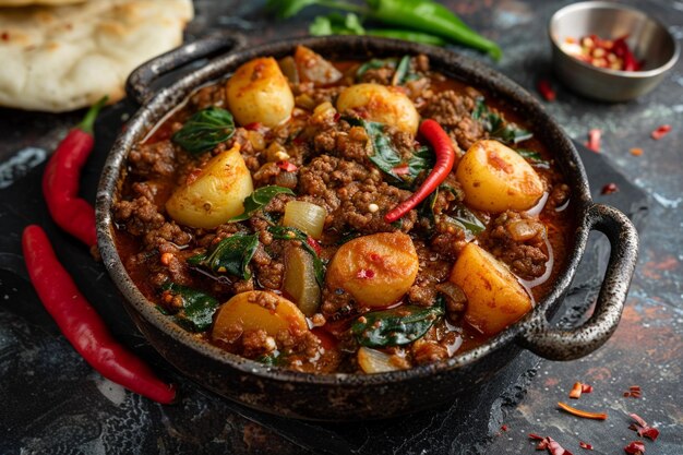 Photo ground beef keema aloo dish