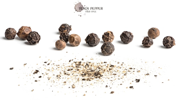 Ground black pepper on white surface