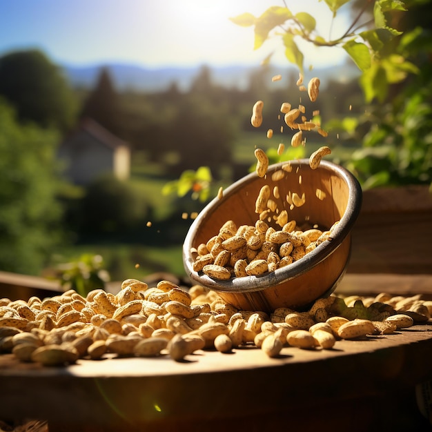 Ground Nuts Falling from Small Container