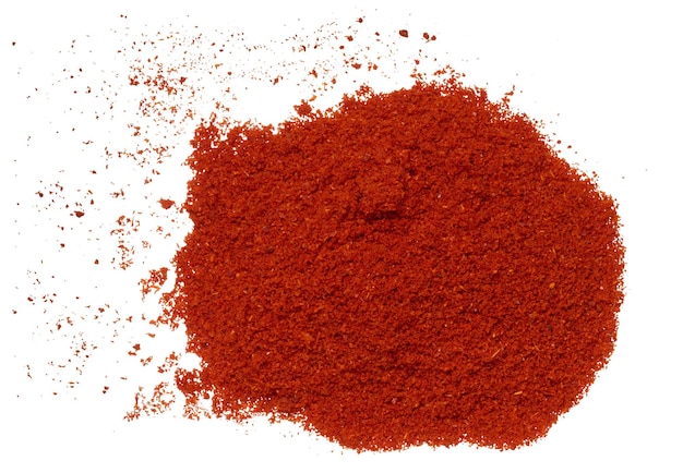 Ground smoked paprika on isolated background