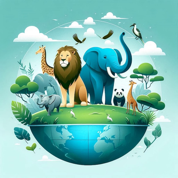 Photo group of animals in the jungle animal hd image illustration animal day