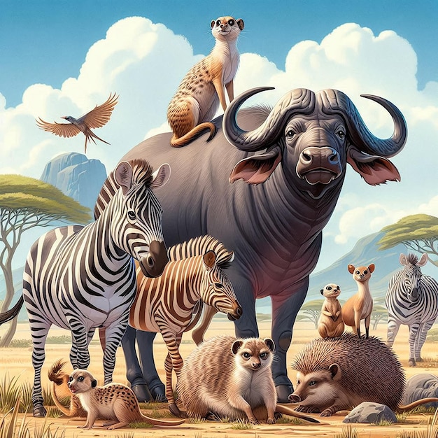 group of animals in the jungle animal hd image wildlife illustration animal day