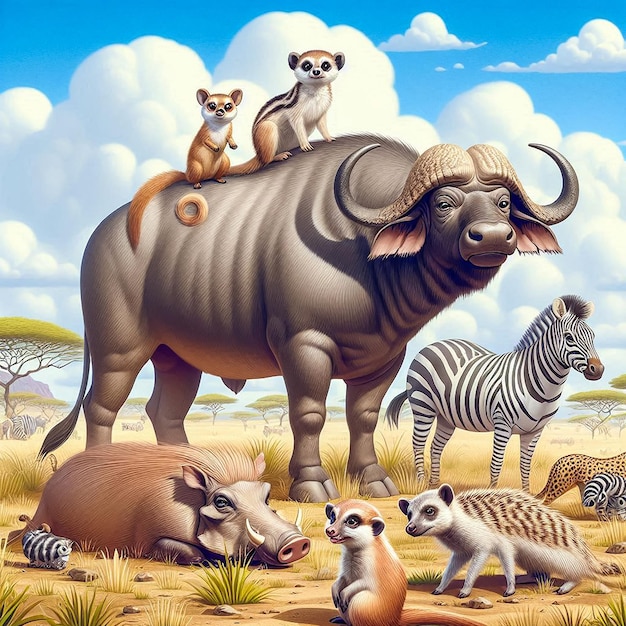 group of animals in the jungle animal hd image wildlife illustration animal day