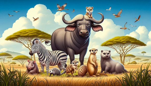 group of animals in the jungle animal hd image wildlife illustration animal day