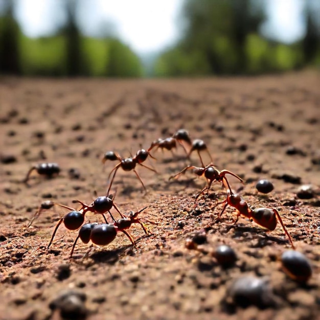 Photo a group of ants are on the ground one of which has a number of them on it