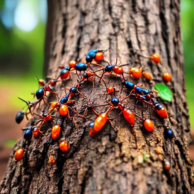 a group of ants are on a tree with the number 5 on them