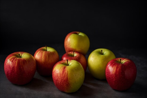 A group of apples on a dark background