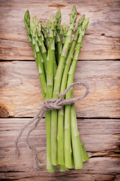 Group of asparagus tied with string