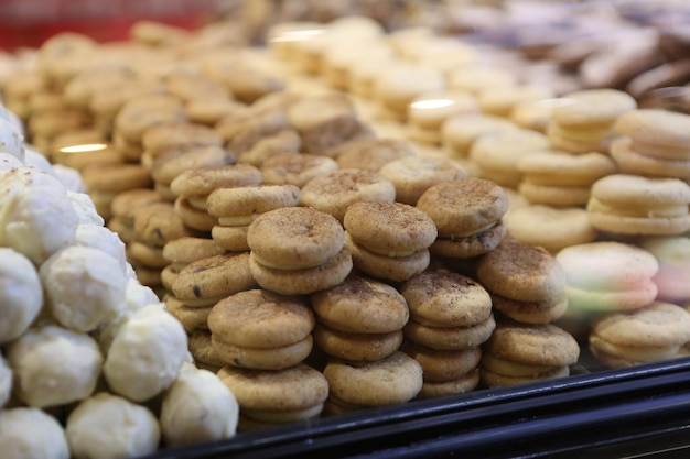 Group of assorted cookies Chocolate chip oatmeal raisin white chocolate