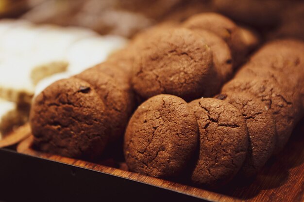 Group of assorted cookies Chocolate chip oatmeal raisin white chocolate