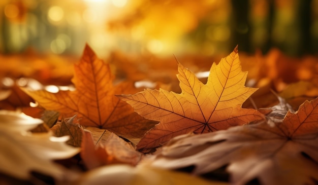 A group of autumn leaves laying on a table