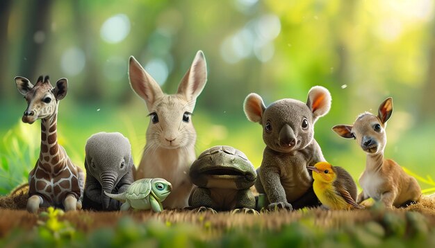 Photo a group of baby animals