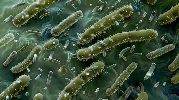 Photo a group of bacteria that are under water