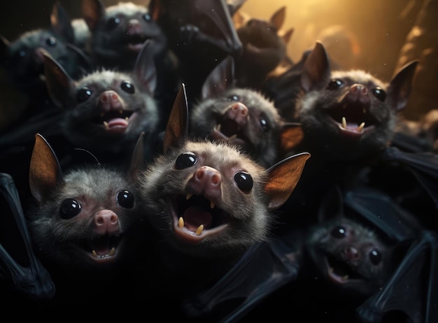 A group of bats looking at the camera