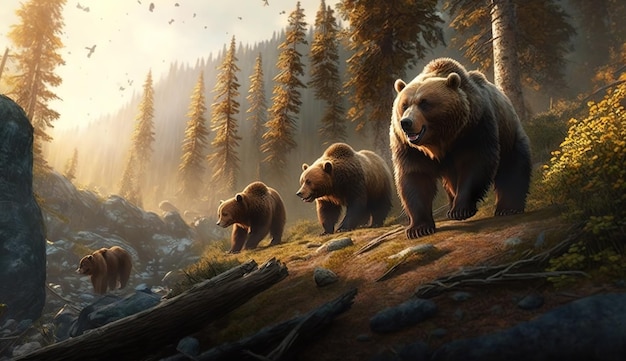 Group of bears ai generate