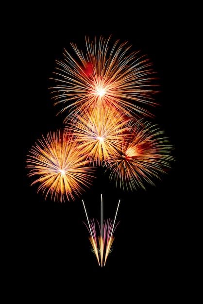 Group of beautiful colorful sparkling fireworks