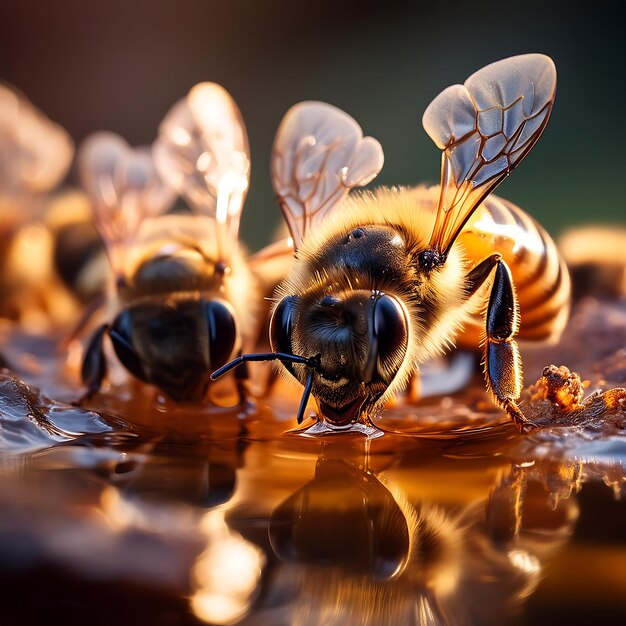 Photo a group of bees are swimming in a pool of water