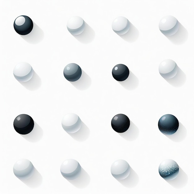 a group of black and white balls with the word  black  on them