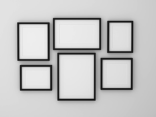 group of blank empty picture frame on the wall 