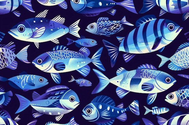 a group of blue fish