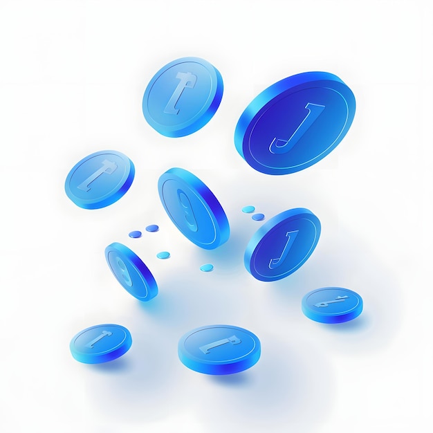 a group of blue glass bubbles with the letter l on it