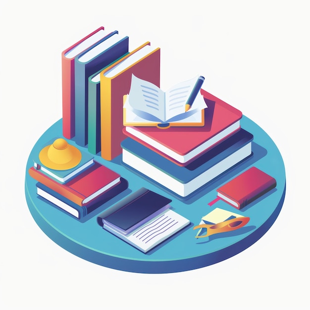 Group of Books Vector Icon Illustration for Website Design on White Background