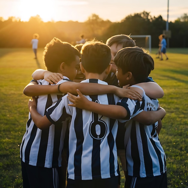 a group of boys wearing striped jerseys that says quot and quot t quot on the front