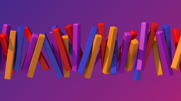 Group of bright colorful blocks. Abstract illustration, 3d render.