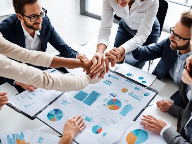 Photo a group of business people are holding hands in a meeting