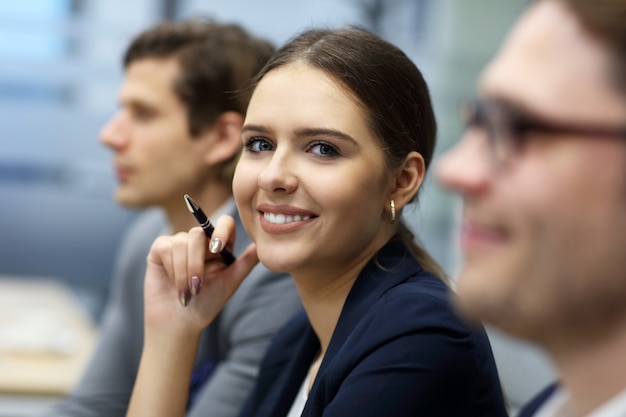 group of business people attending a conference