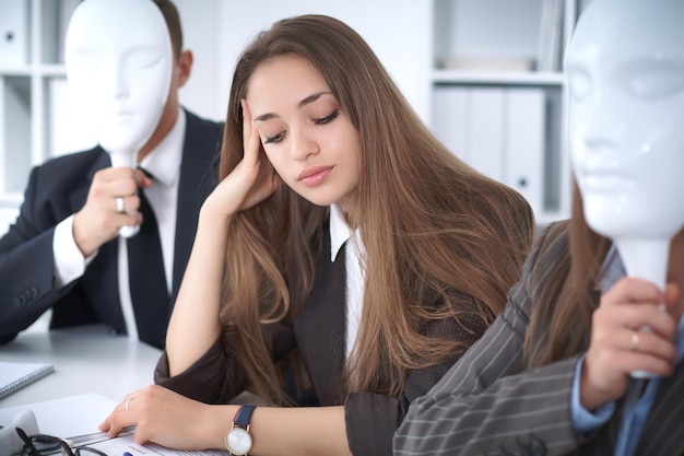 Group of business people at a meeting. Negative concept, Lack of understanding, lack of agreement.