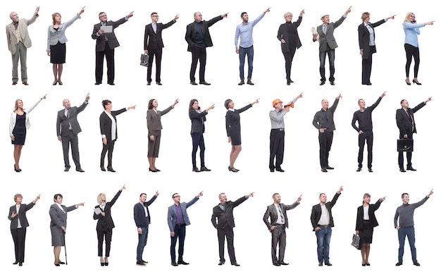 Group of business people showing thumbs up isolated